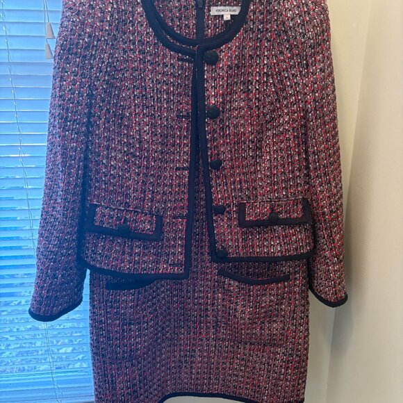 Veronica Beard Sleeveless Tweed Minidress Set Red/Navy Dress size 8 Blazer 10 - Picture 2 of 5